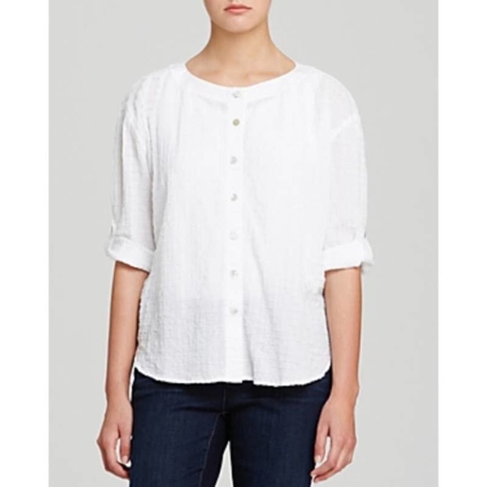 EILEEN FISHER Organic Cotton Button Front Blouse 